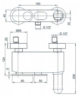 Смеситель для ванны и душа однорычажный, хром Cezares BUTTERFLY-VM-04
